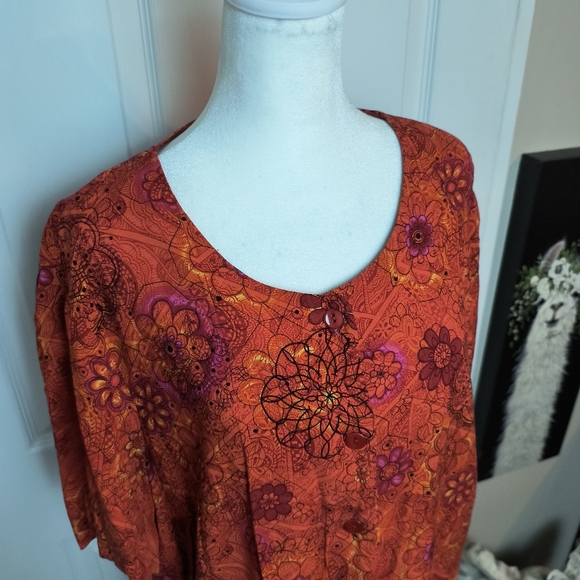 Vintage Studio C Maxi Skirt & Blouse Set Retro Floral Size 16 Rayon - Picture 4 of 10